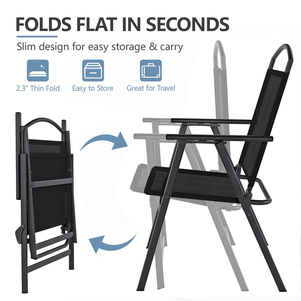 Folding Outdoor Chairs Set of 2 Black H4412