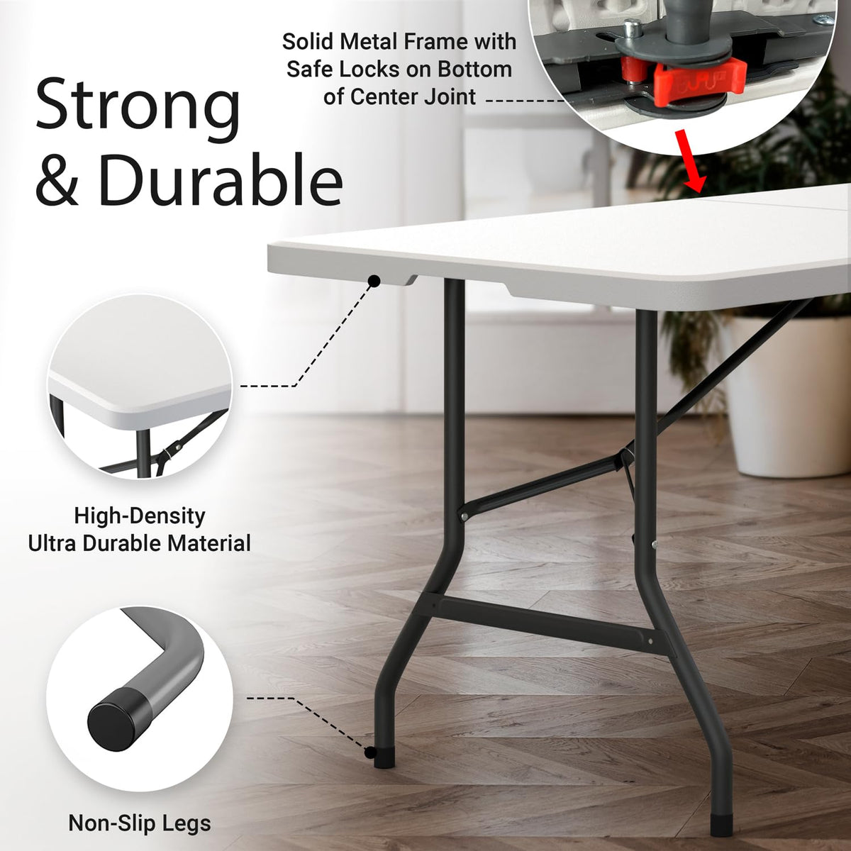 6 Feet Foldable Table with Steel Legs Q258082