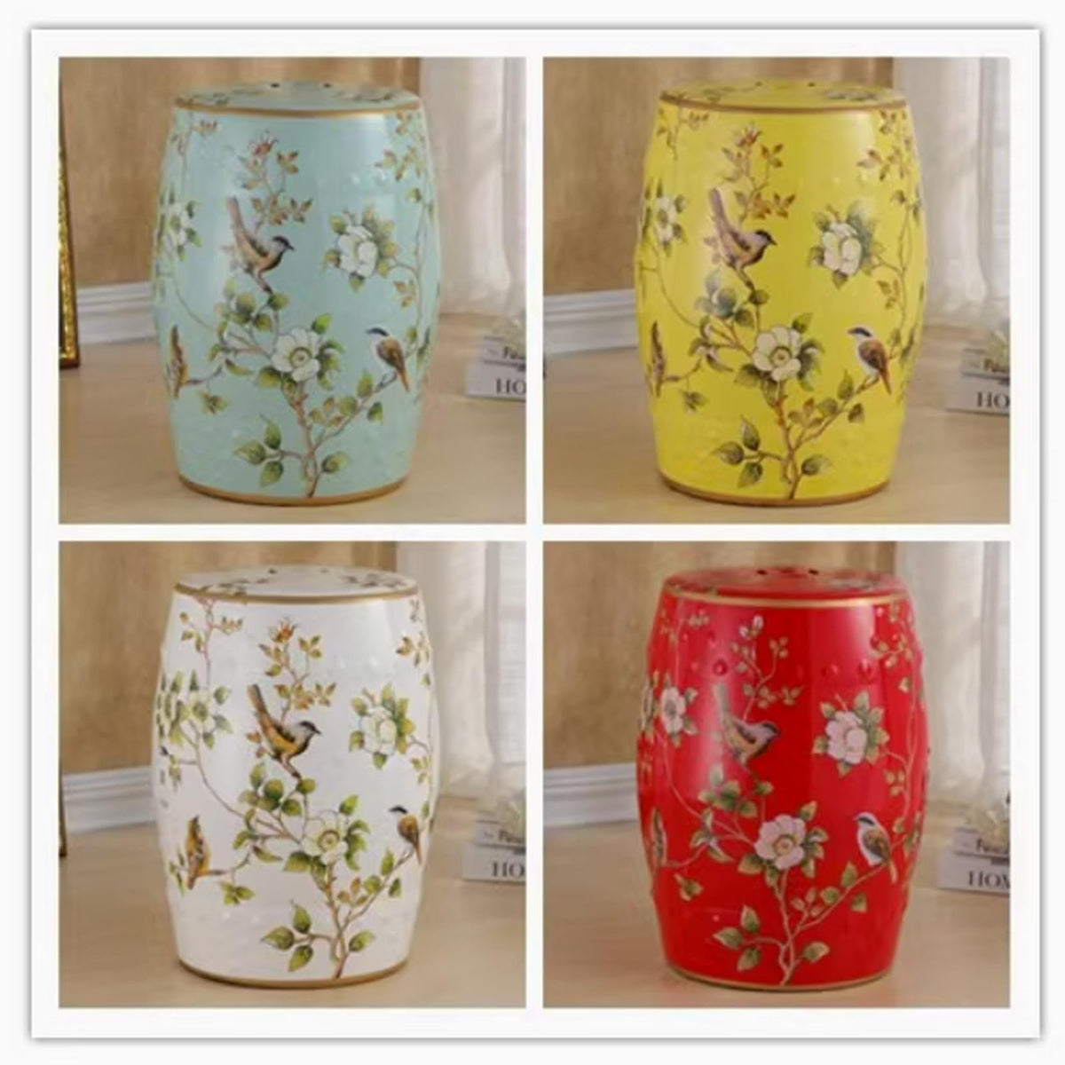 Ceramic Drum Garden Stool S446095