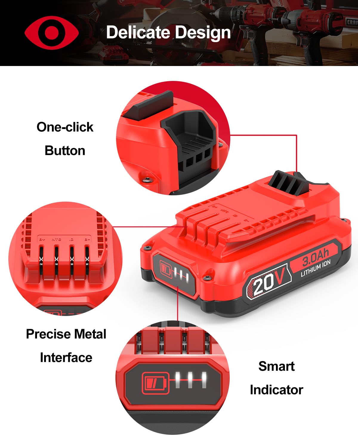 3.0Ah Battery Replacement for Craftsman 20V T45997