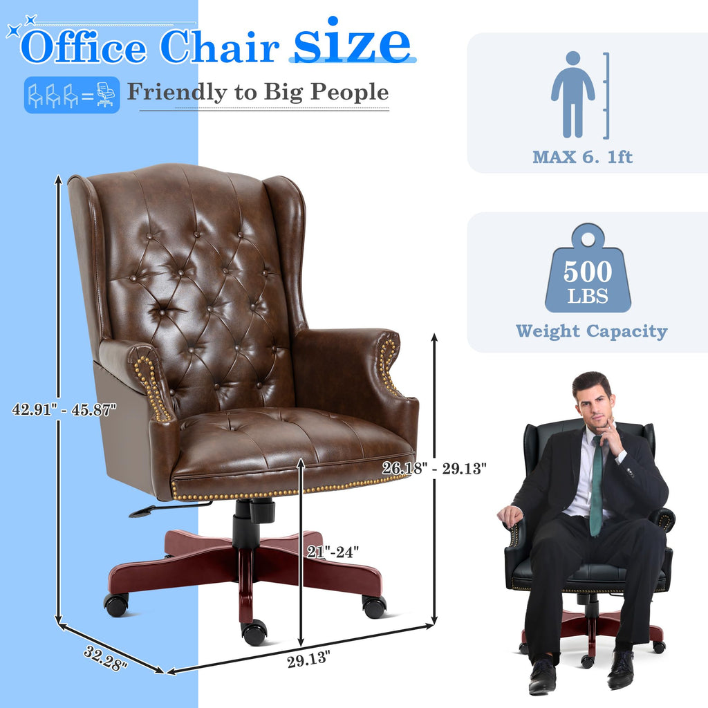 Big and Tall Brown Faux Leather Executive Office Chair D8457