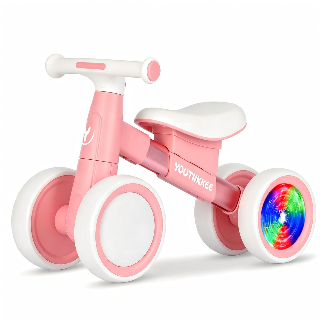 Baby Balance Bike for 1-2 Year Old Toddlers, 4-Wheel with Colorful Light Y98775