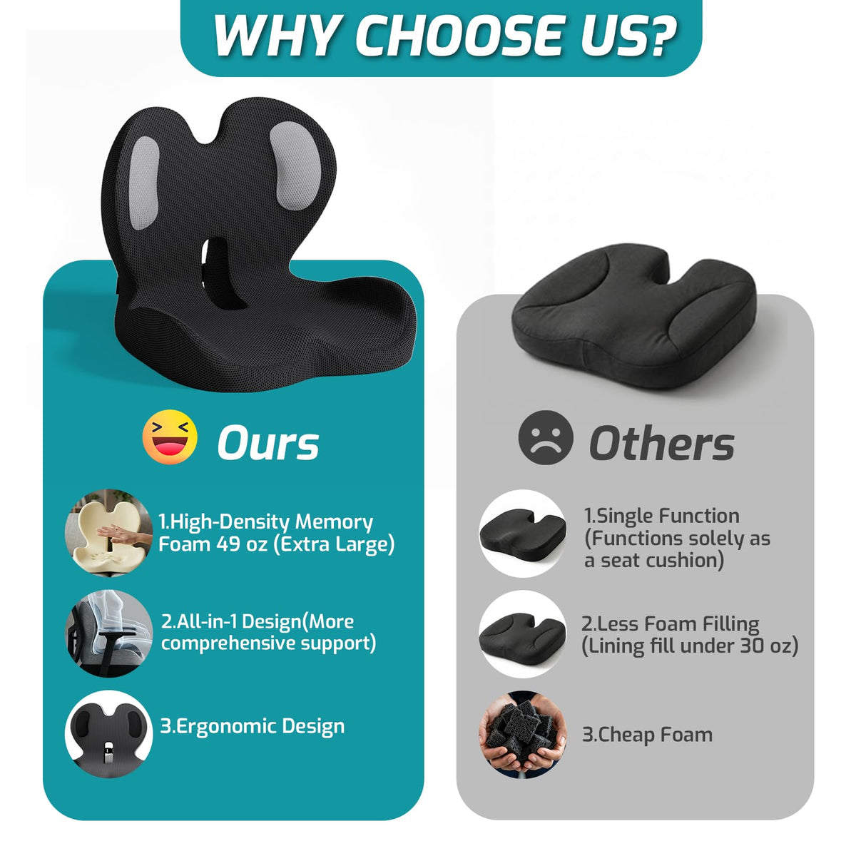 Ergonomic Seat Cushion & Lumbar Support Pillow K18874