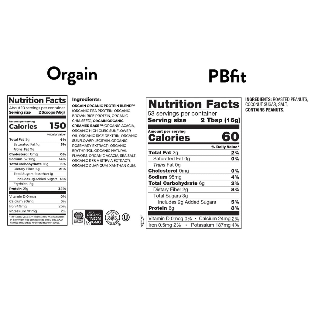 Organic Vegan Protein Powder, Chocolate Fudge 2 lbs + Original 30 oz G901