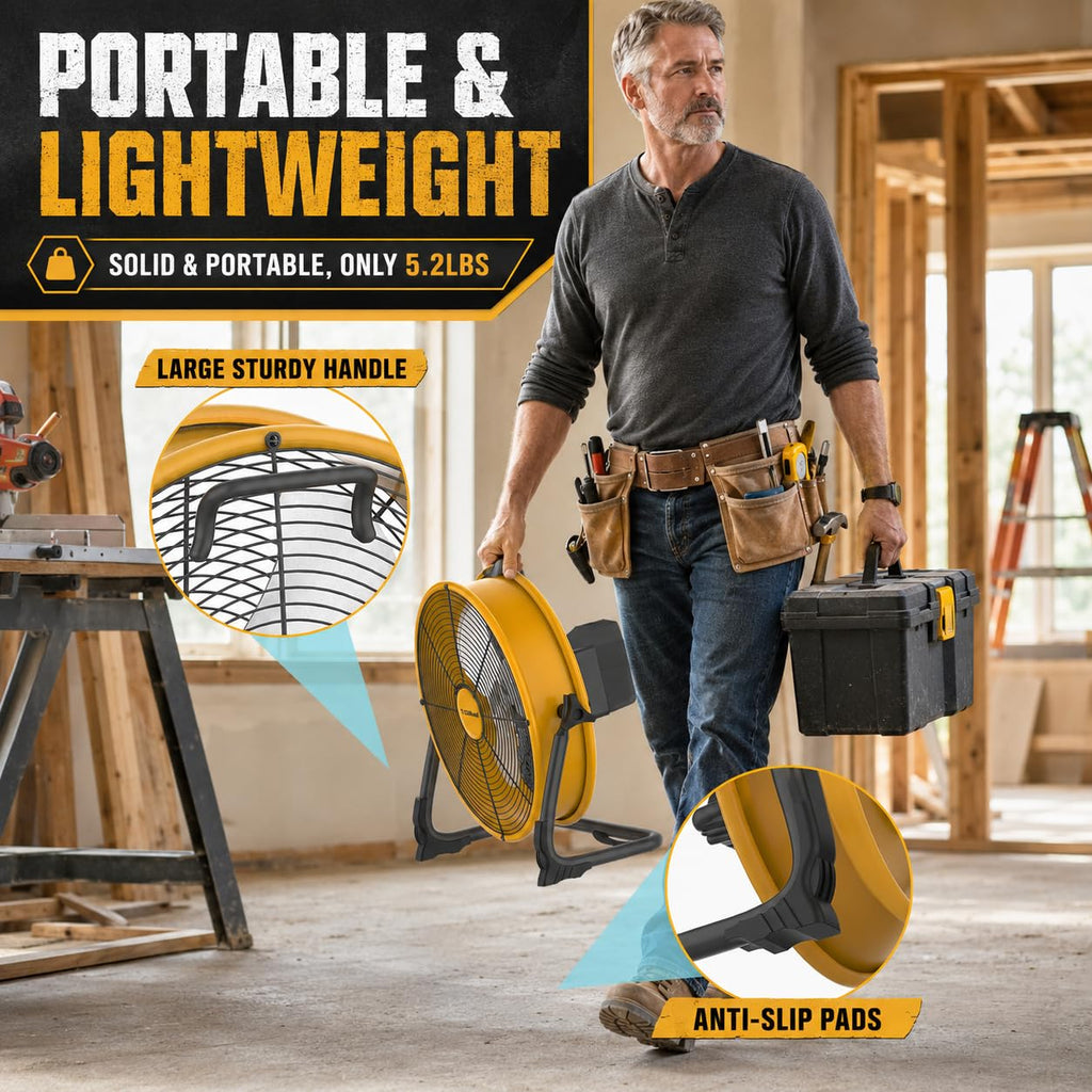 12" Battery Powered Cordless Floor Fan Y8325