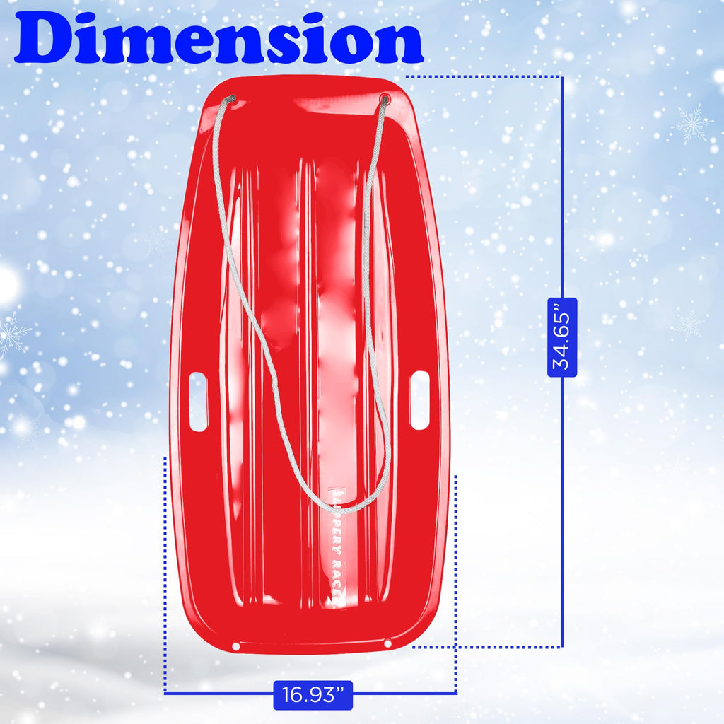 Kids Plastic Toboggan Snow Sled with Pull Rope W123