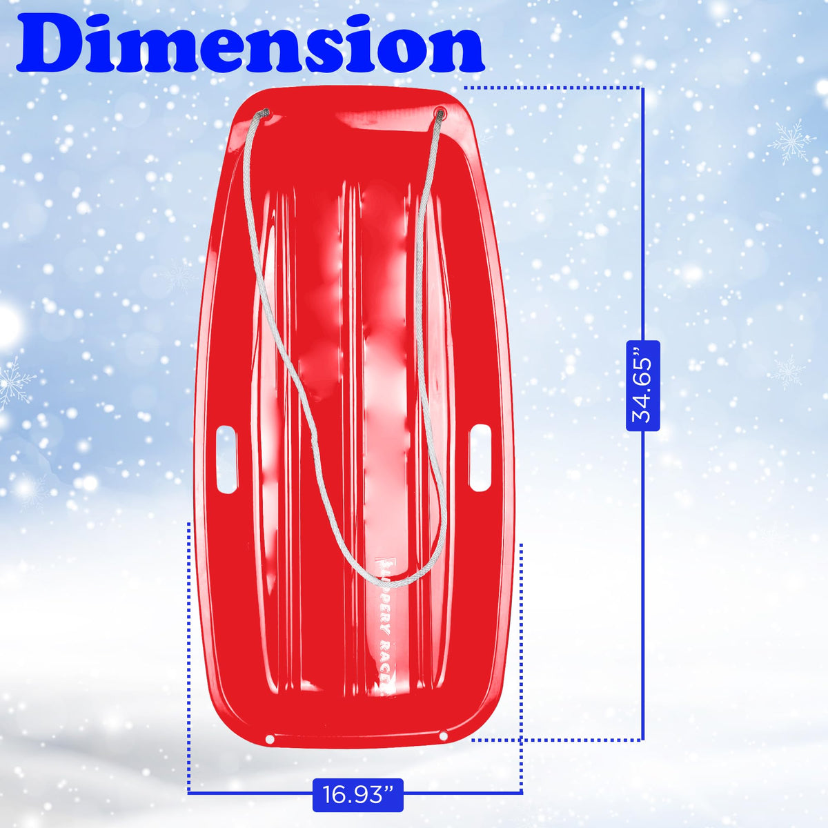 Kids Plastic Toboggan Snow Sled with Pull Rope W123