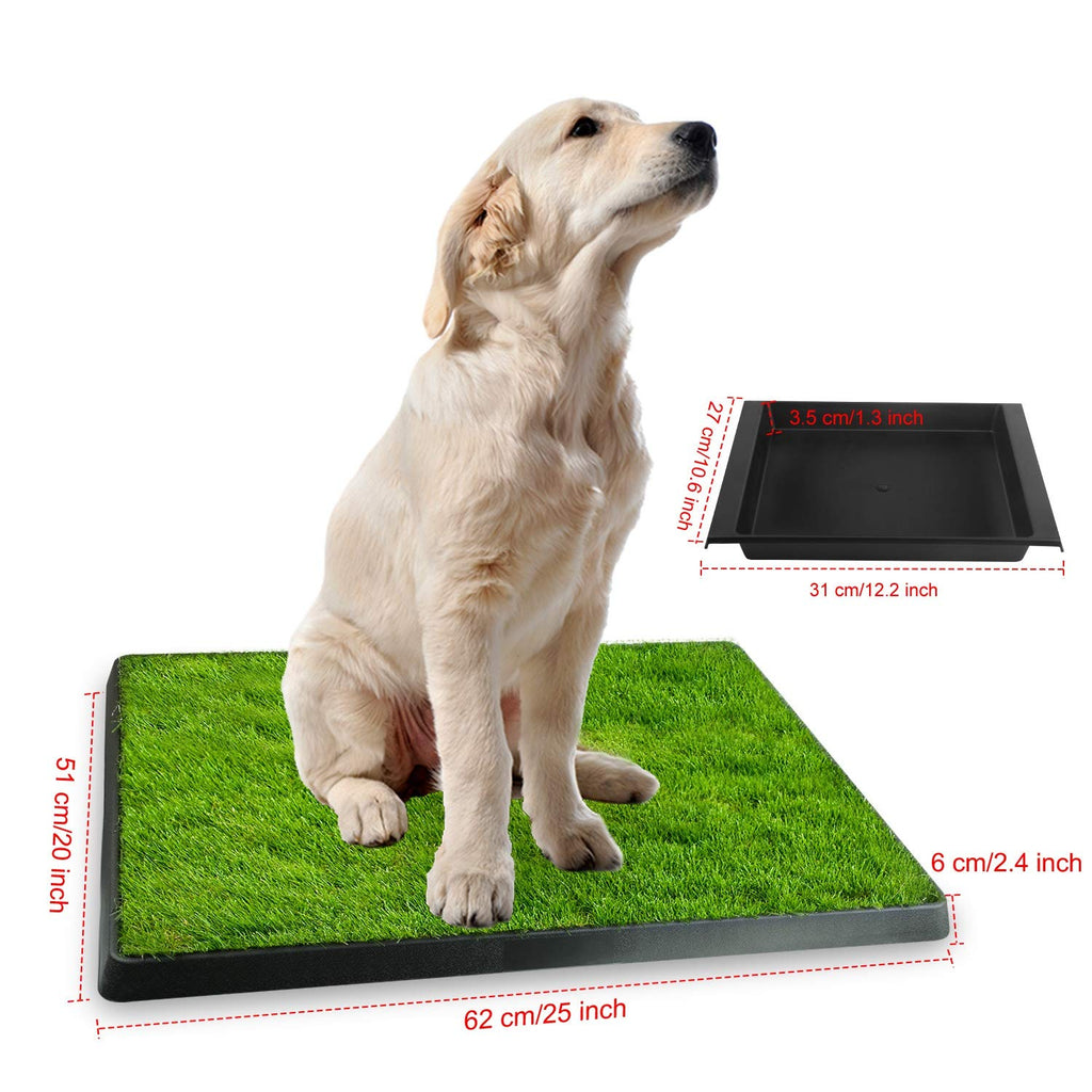 Artificial Grass Dog Potty Mat with Removable Waste Tray W592627