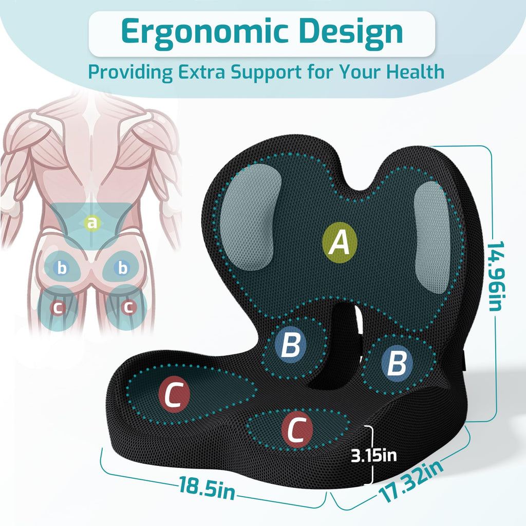 Ergonomic Seat Cushion & Lumbar Support Pillow K18874