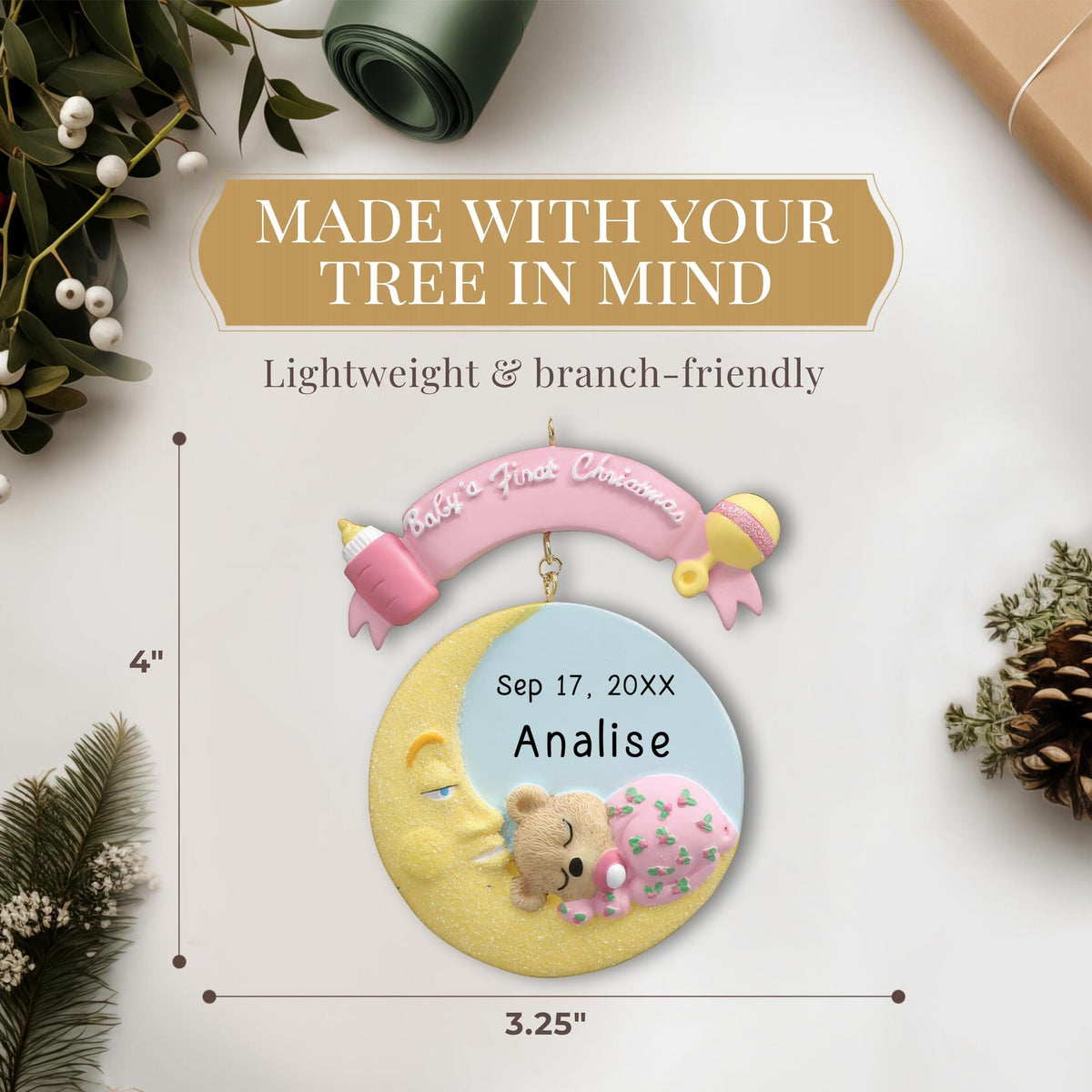 Pink Teddy Baby's First Christmas Ornament 2026 I997017