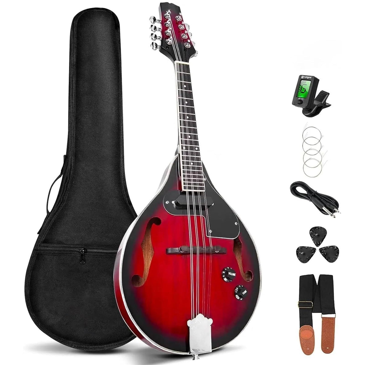Vintage Red Sunburst Mahogany Wood Acoustic Electric Mandolin I3394