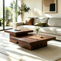 Coffee Table Set of 2 Square Wood Legs Q785499