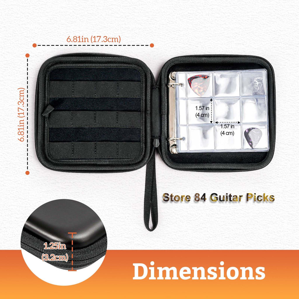 Black Guitar Pick Case Holds 84 pcs Picks Y505