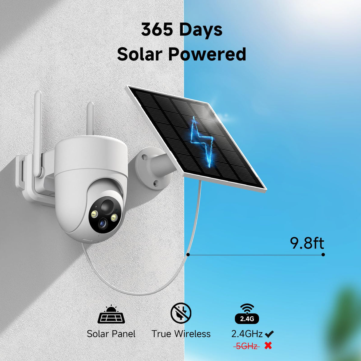 2K Solar Wireless Outdoor Security Cameras with 360° View, 4 Pack, White S787