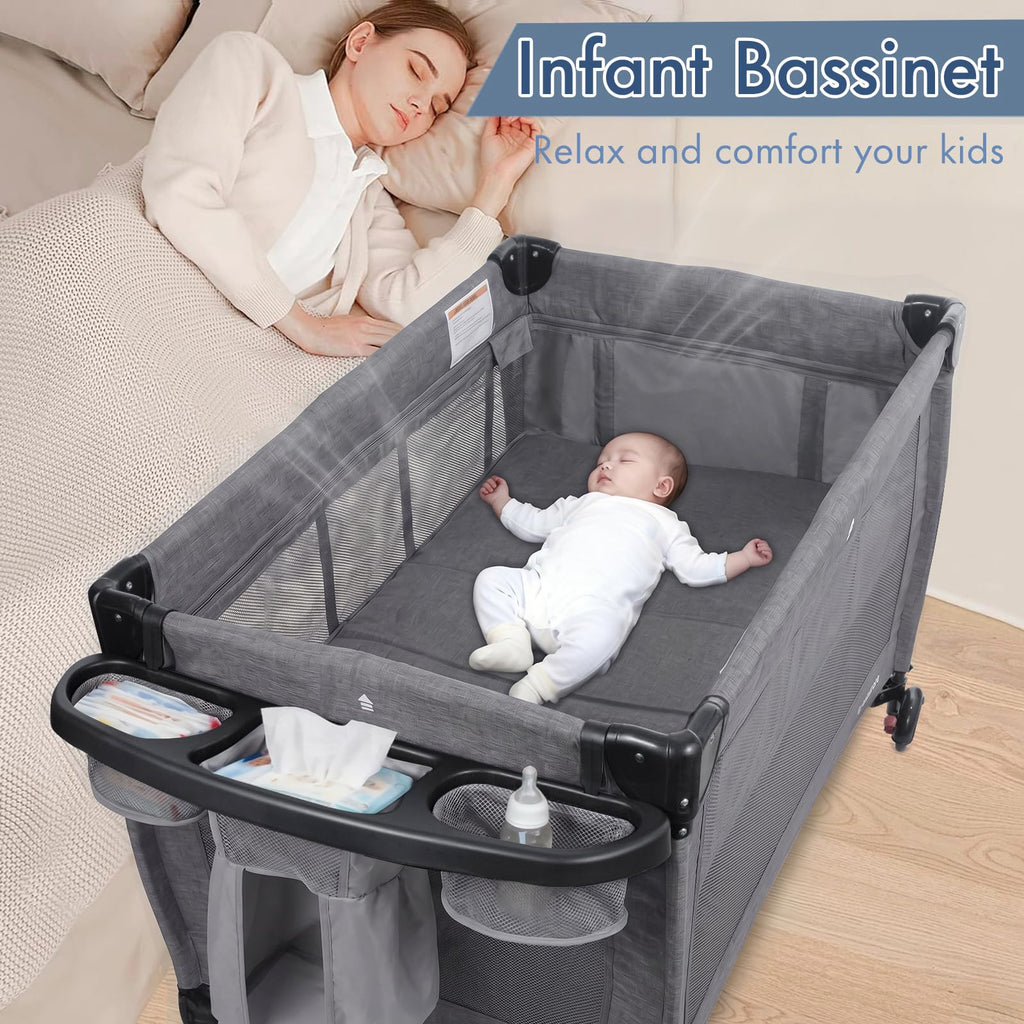 5-in-1 Pack and Play with Bassinet & Changing Table L9618