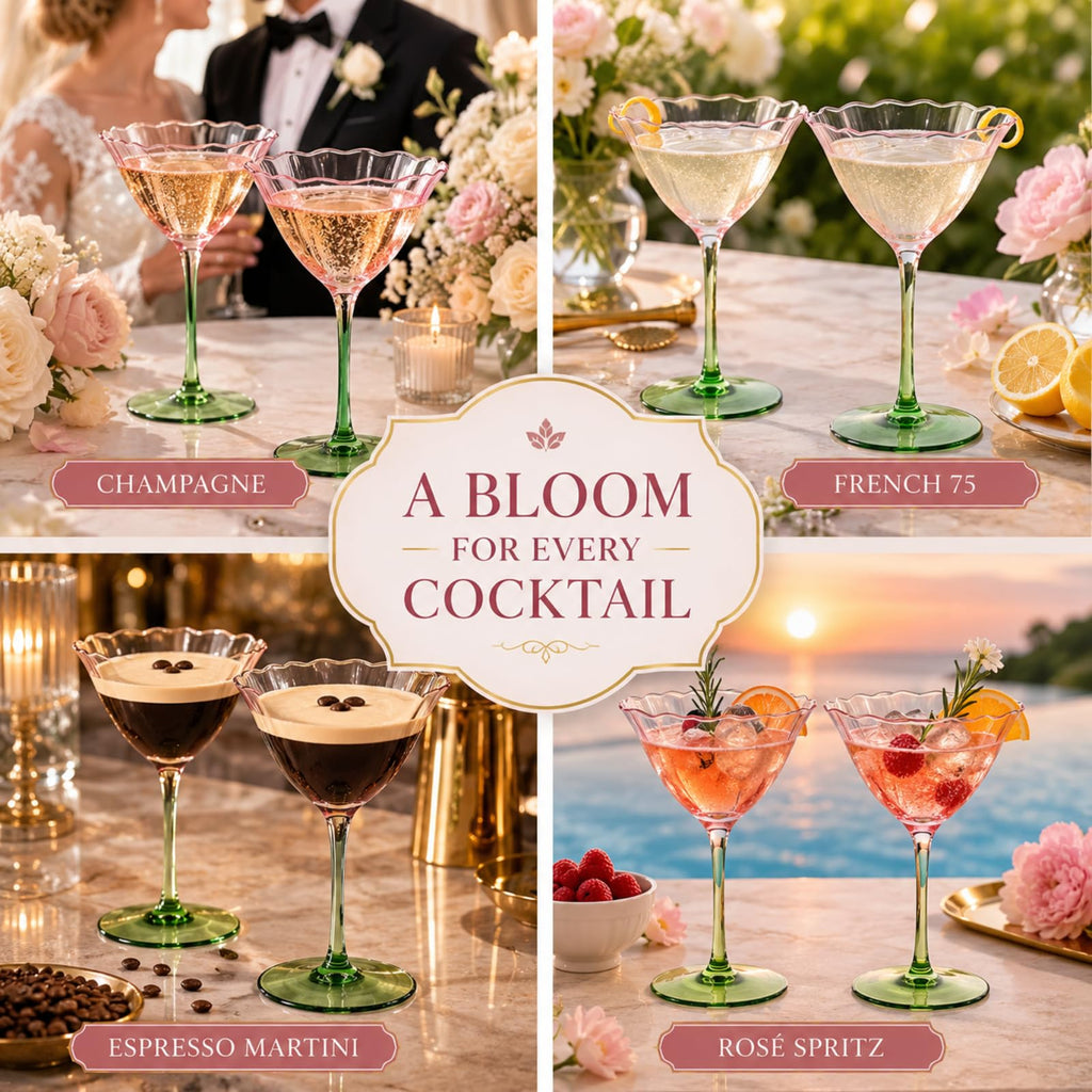 Pink Tulip Flower Cocktail Glasses 2 Set N63523