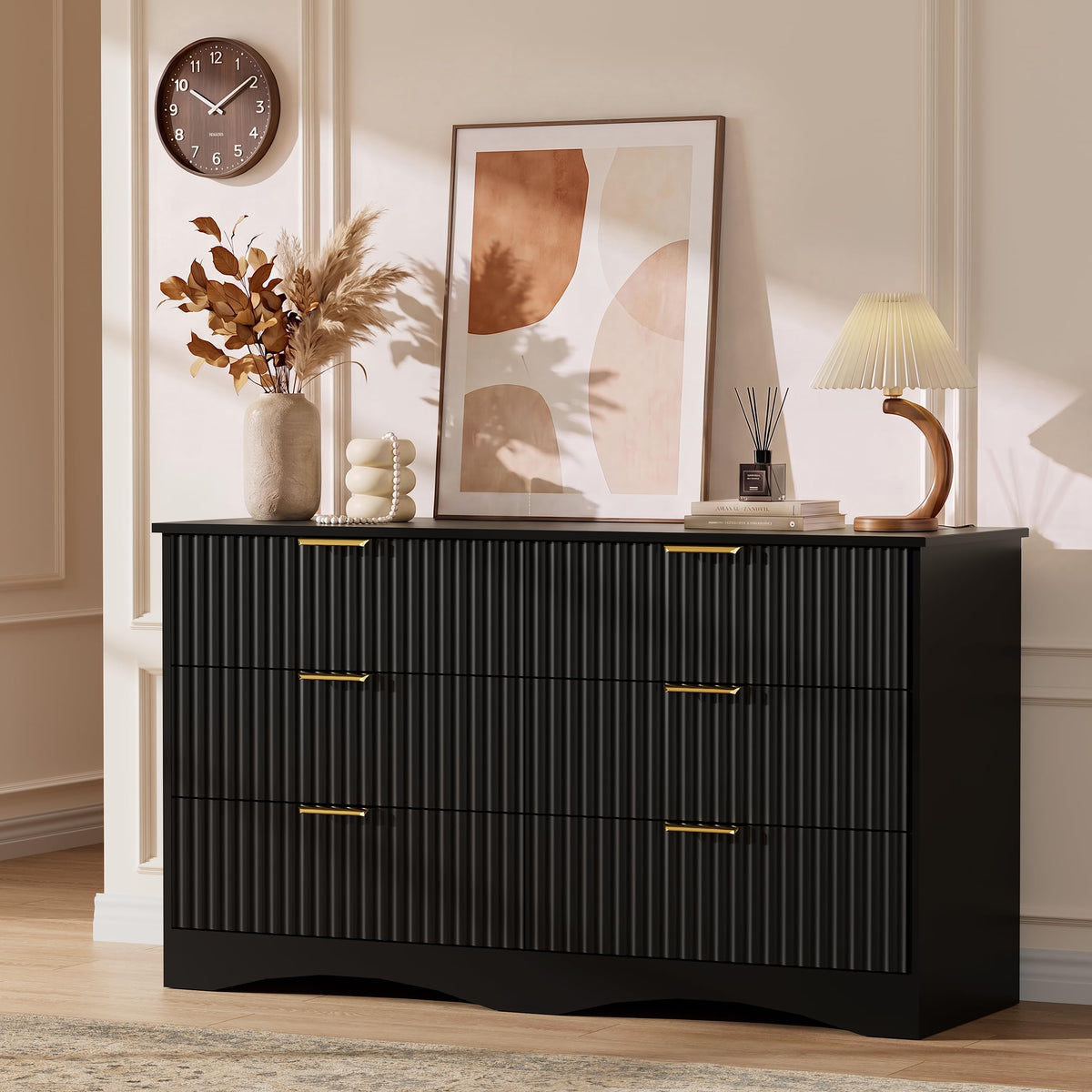 6 Drawer Fluted Wood Dresser U981