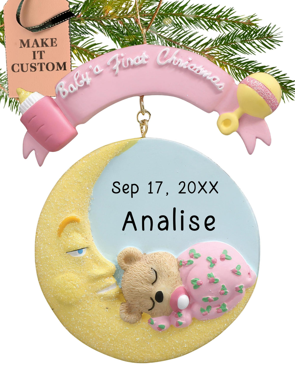 Pink Teddy Baby's First Christmas Ornament 2026 I997017