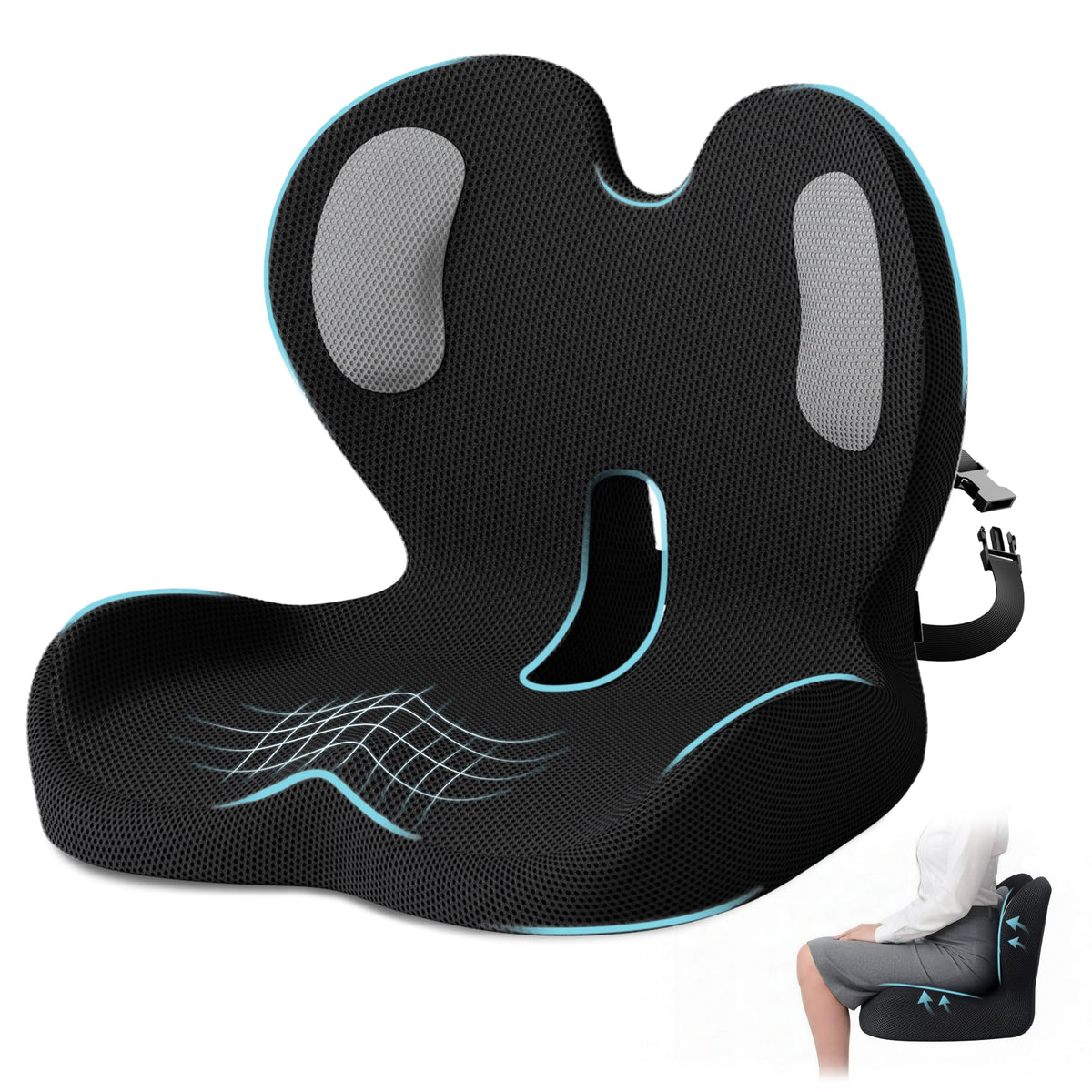 Ergonomic Seat Cushion & Lumbar Support Pillow K18874
