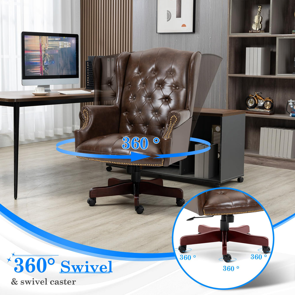 Big and Tall Brown Faux Leather Executive Office Chair D8457