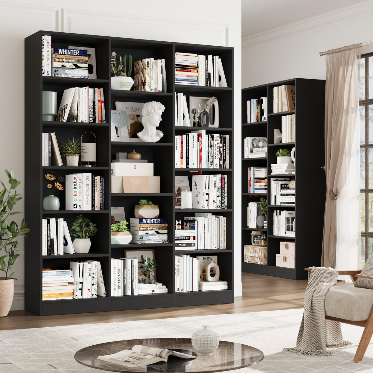 Triple Wide Bookshelf with 17 Display Shelves Q6481