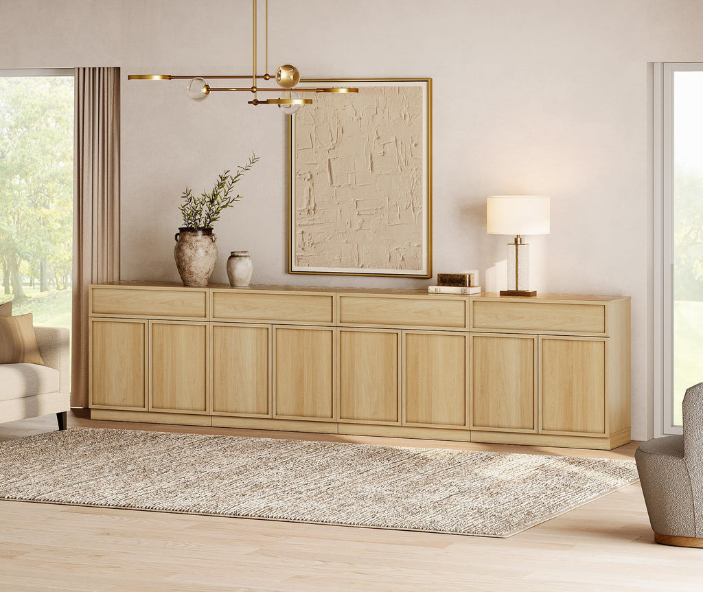 Oak TV Stand with 8 Doors and Drawers W9591