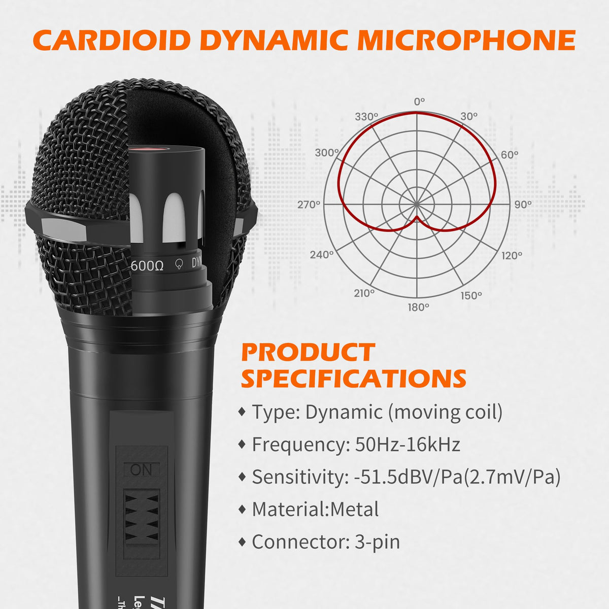 Wired Dynamic Vocal Microphone with XLR Cable H351120