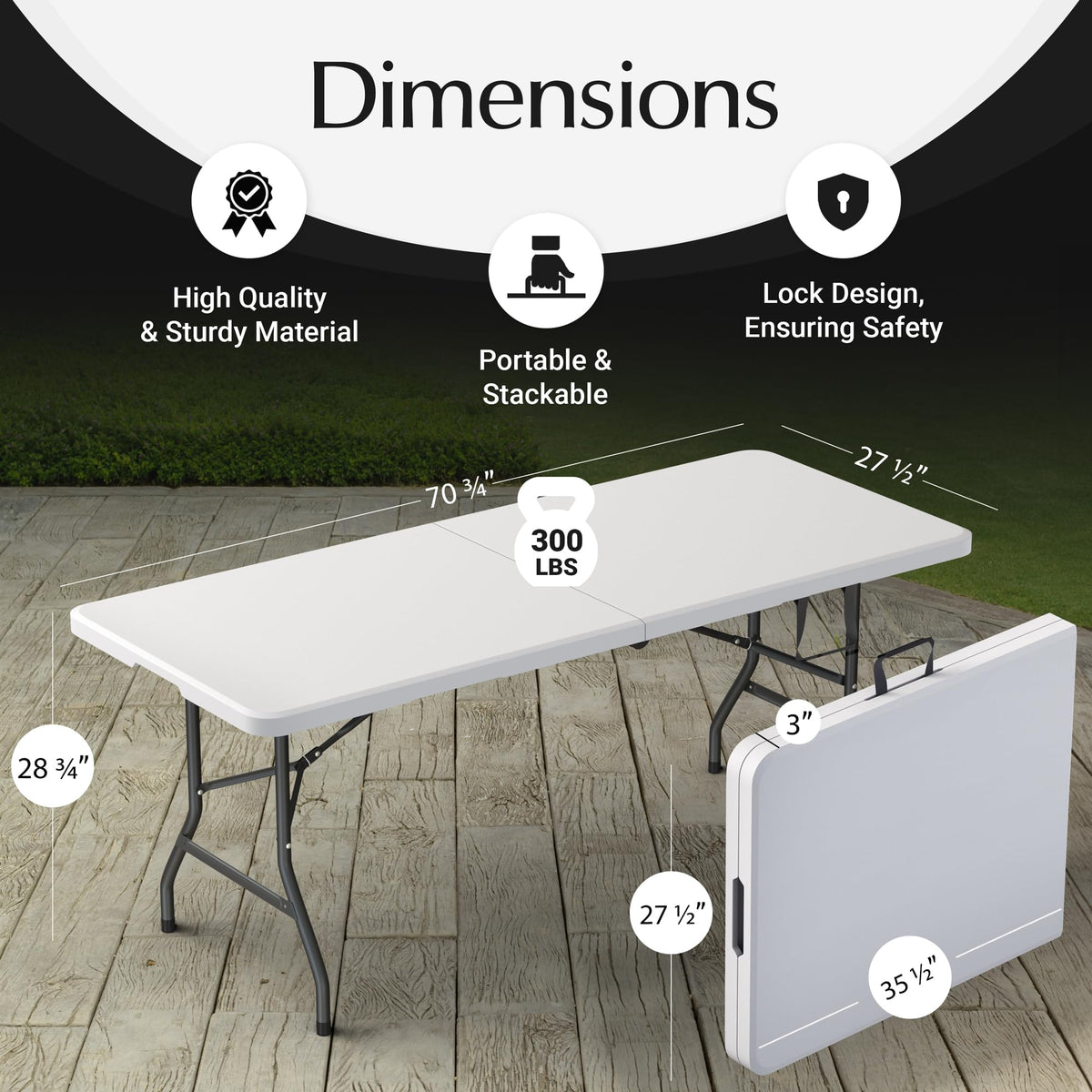 6 Feet Foldable Table with Steel Legs Q258082