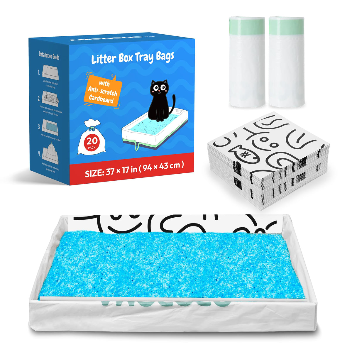 20 Pack Cat Litter Bags with Drawstring X326