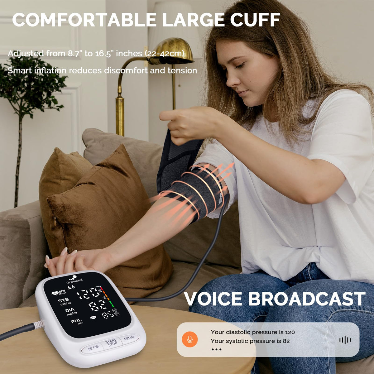 Automatic Upper Arm Blood Pressure Monitor with Adjustable 8.7"-16.5" Cuff I595238