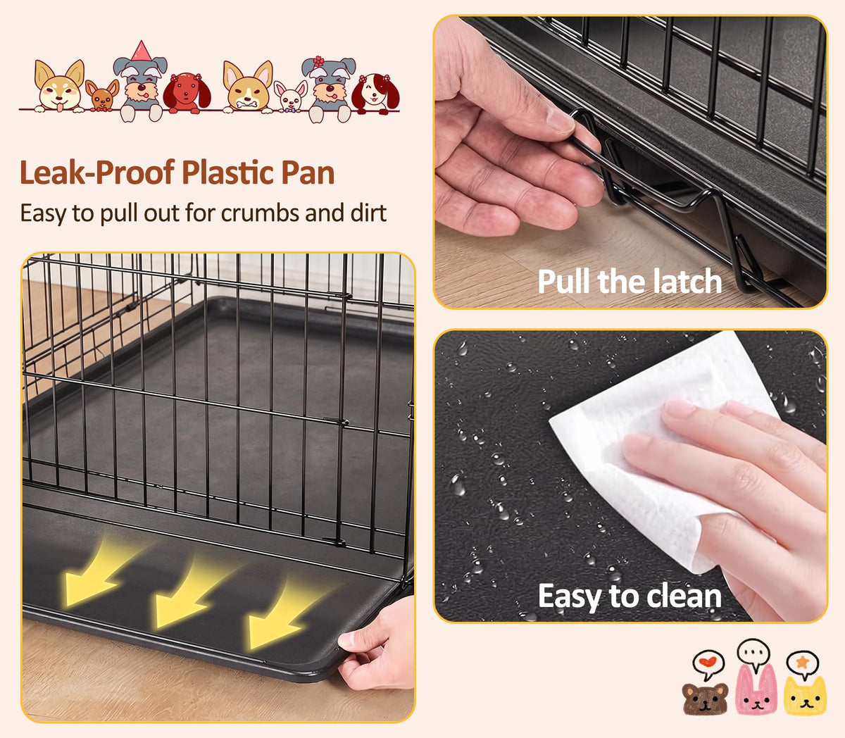 Portable Single Door Dog Crate with Removable Tray V322137