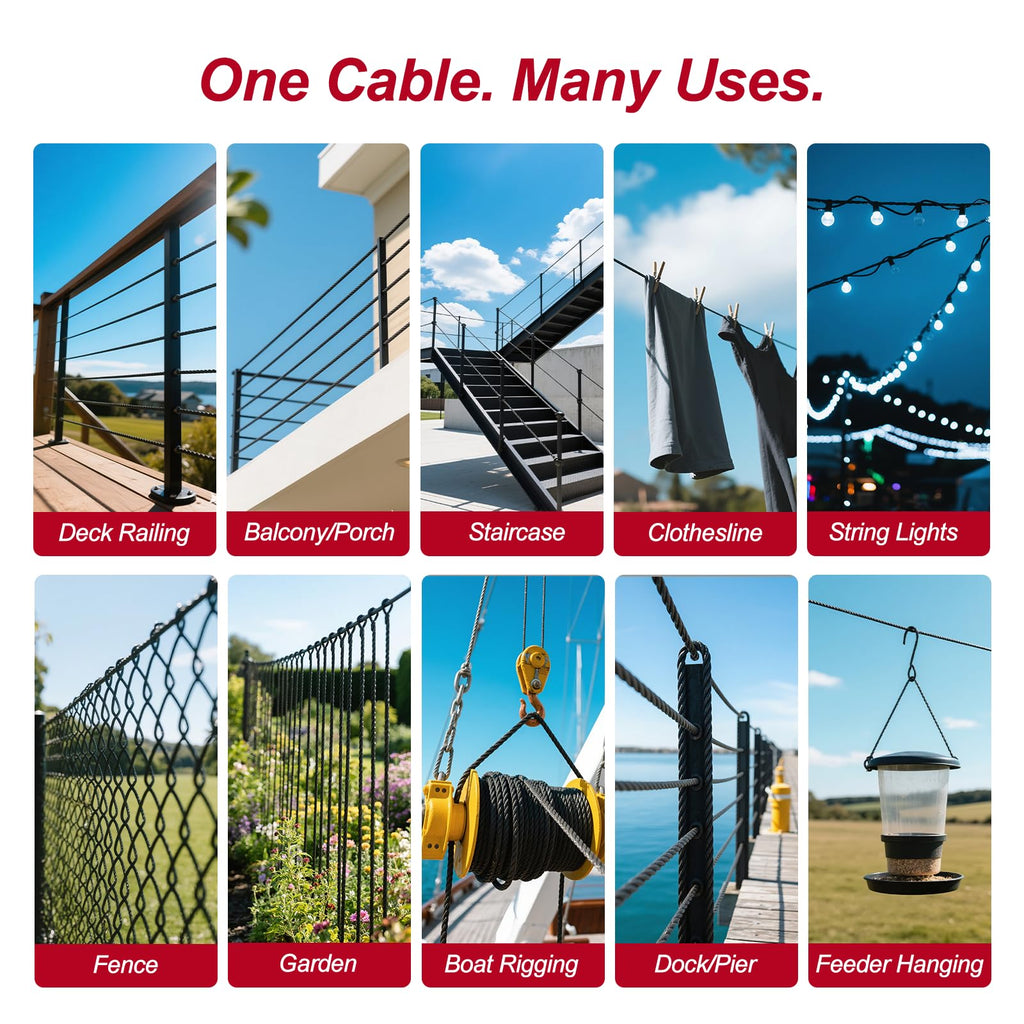 Black 1/8in T316 Stainless Steel Wire Rope B902