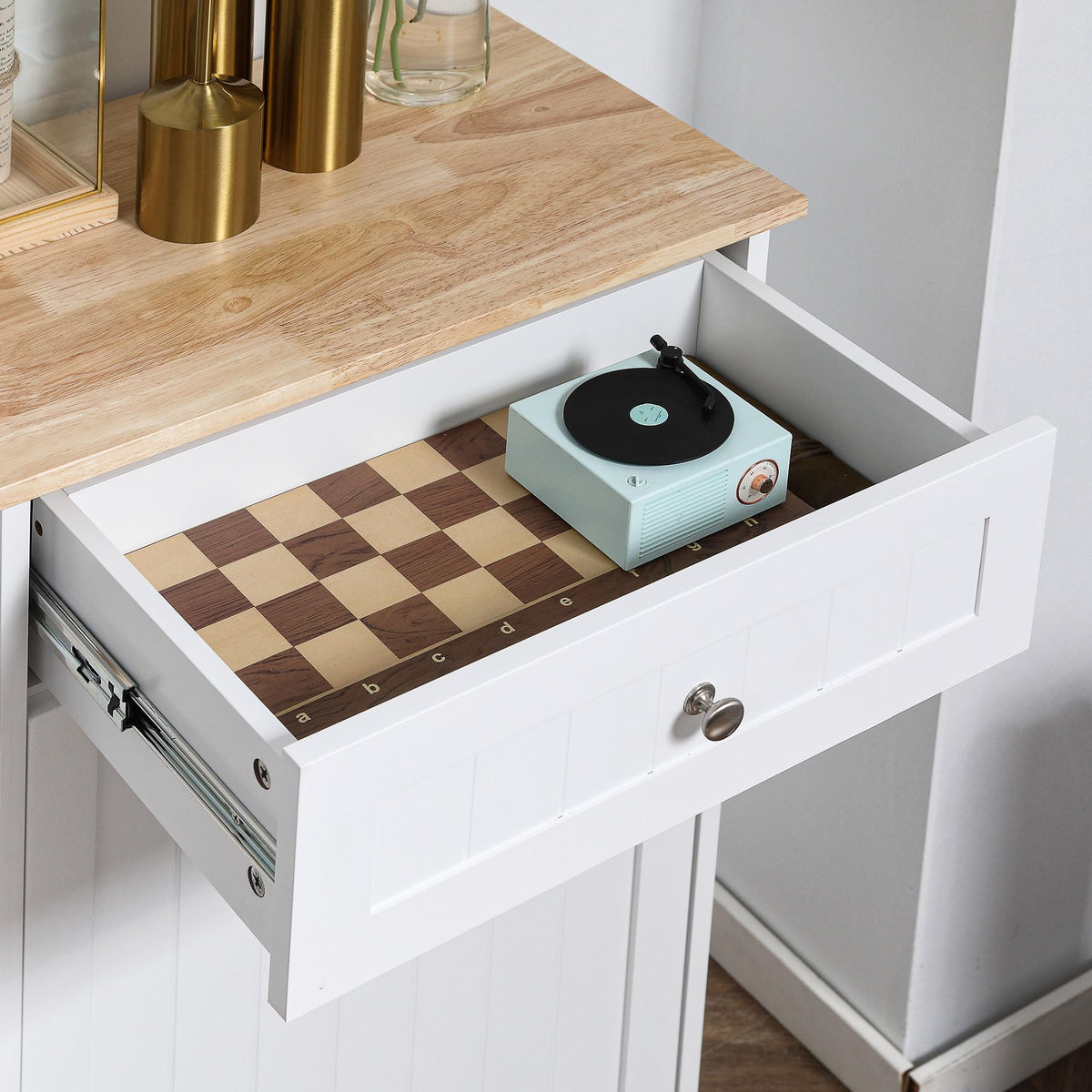 White Double Tilt-Out Trash & Recycling Cabinet O6638