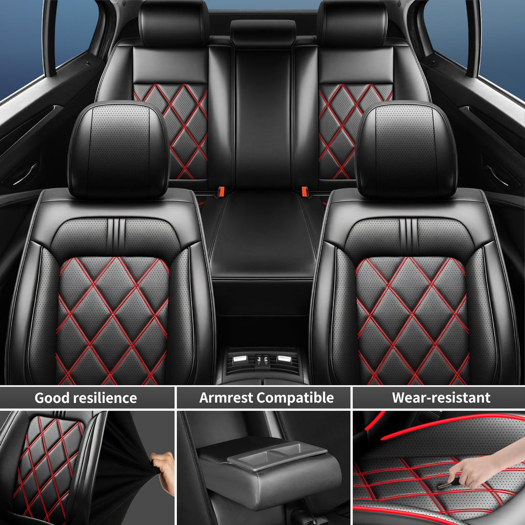 Car Seat Covers Red Black W700