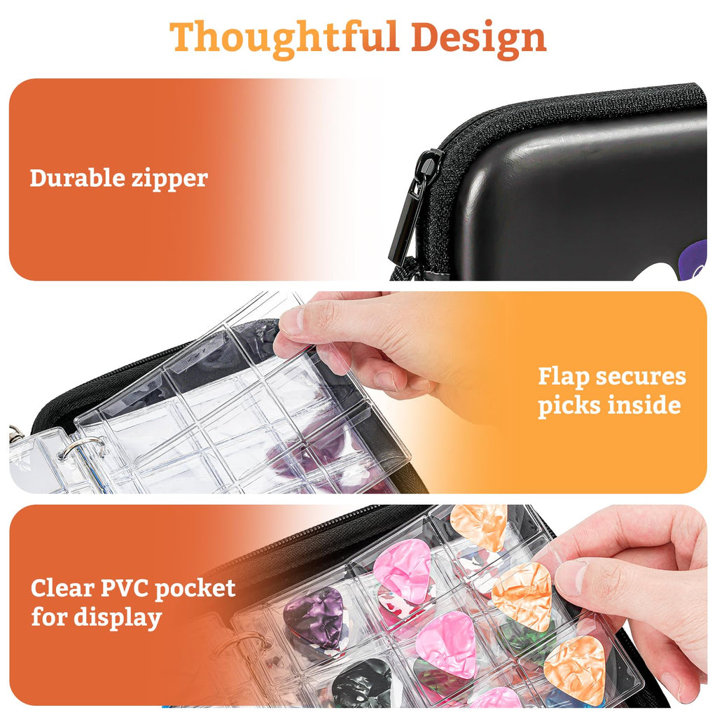 Black Guitar Pick Case Holds 84 pcs Picks Y505