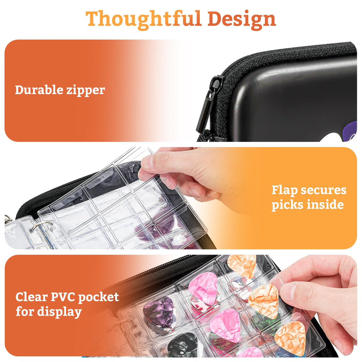 Black Guitar Pick Case Holds 84 pcs Picks Y505
