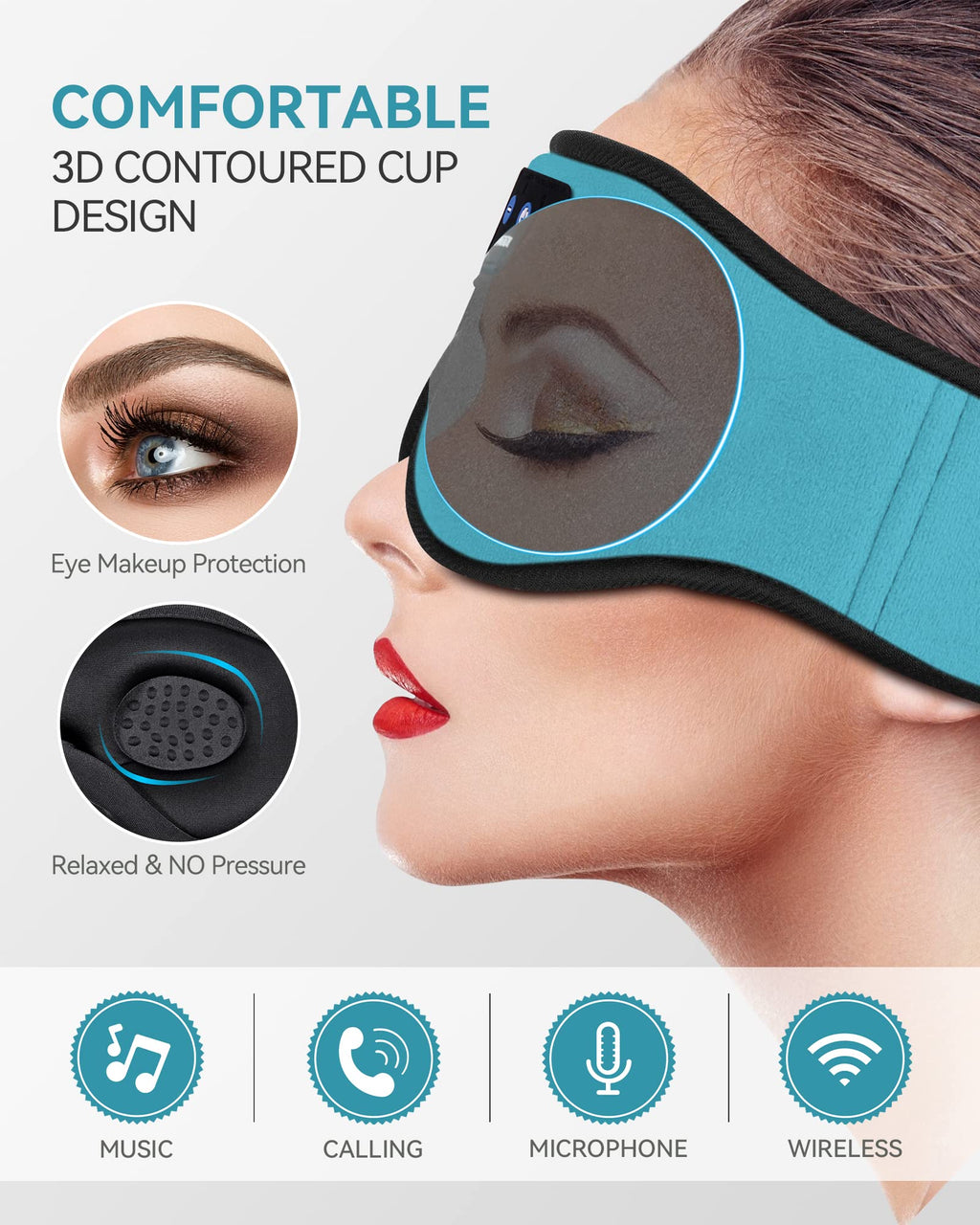 3D Bluetooth Wireless Headband Sleep Mask, Pack of 2 N455617