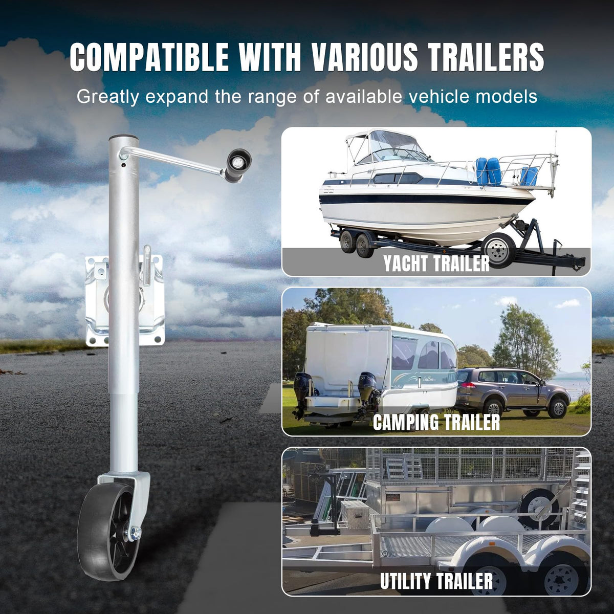 1000 lbs Heavy Duty Swivel Trailer Jack with Wheel H205