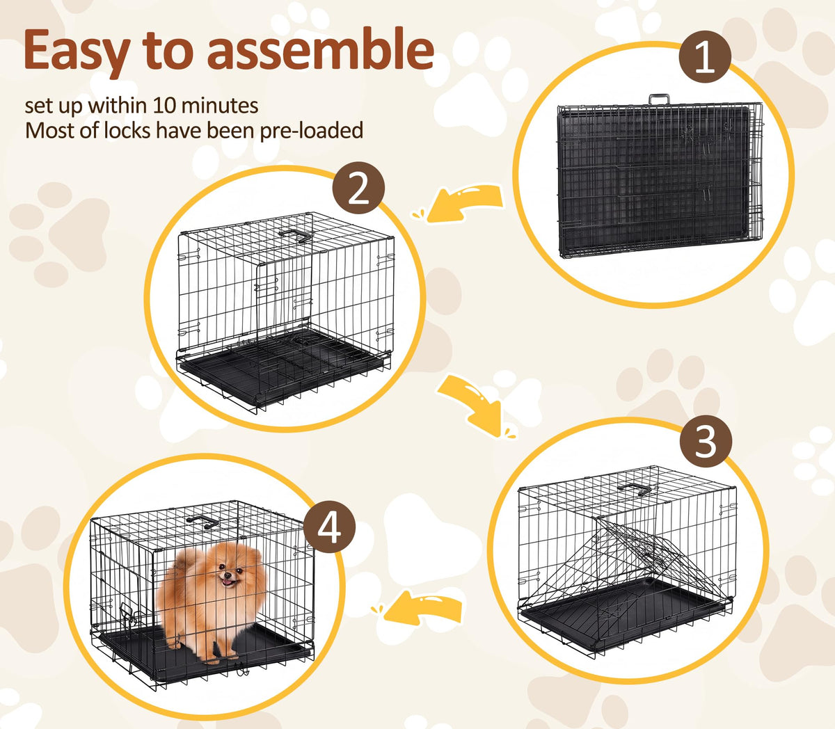 Portable Single Door Dog Crate with Removable Tray V322137