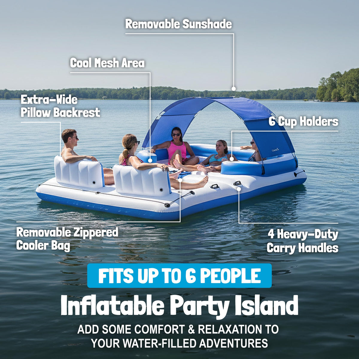 6 Person Inflatable Lake Float W604