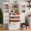 71" Off-White Kitchen Pantry Cabinet with 3 Pull-Out Shelf & 2 Drawer L5150