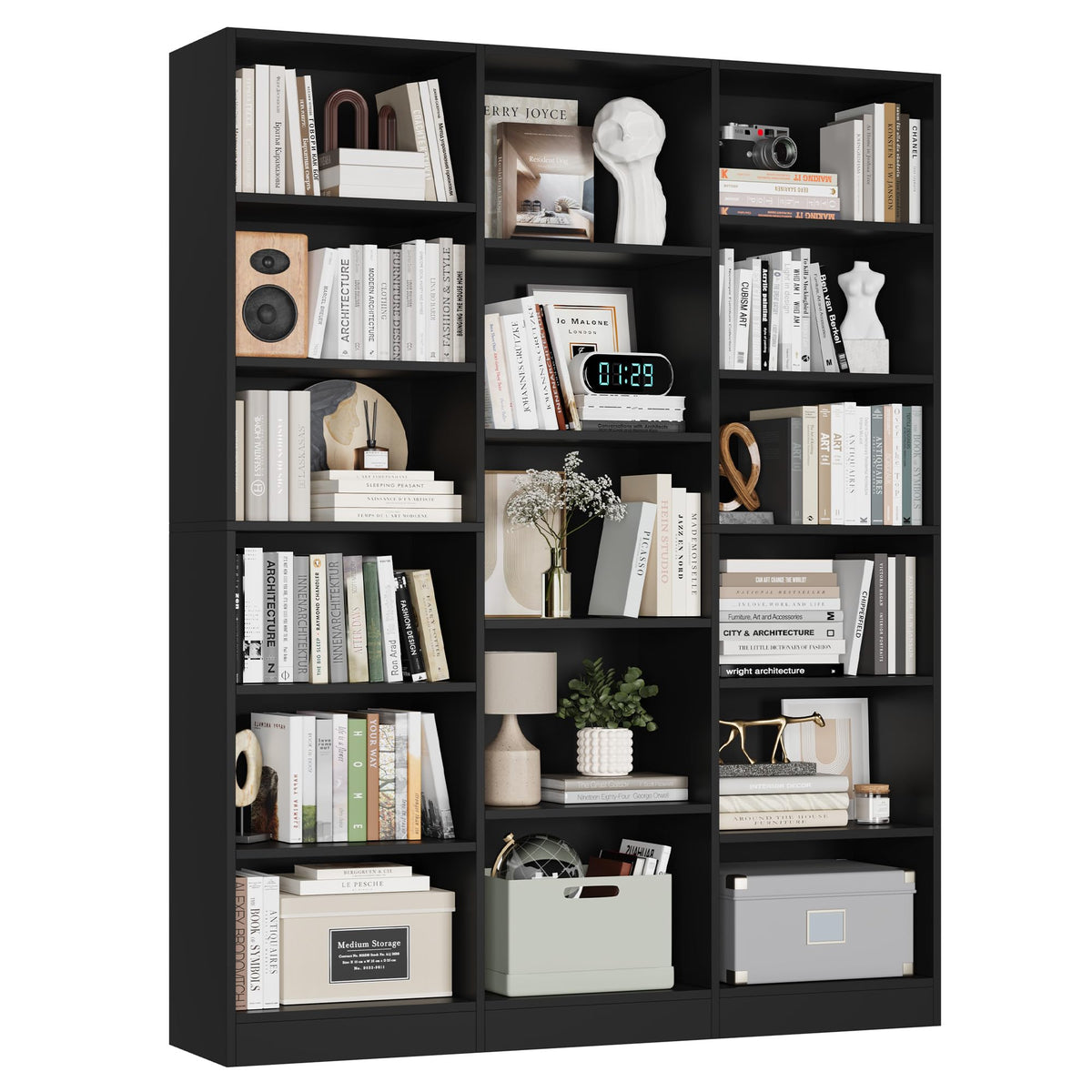 Triple Wide Bookshelf with 17 Display Shelves Q6481