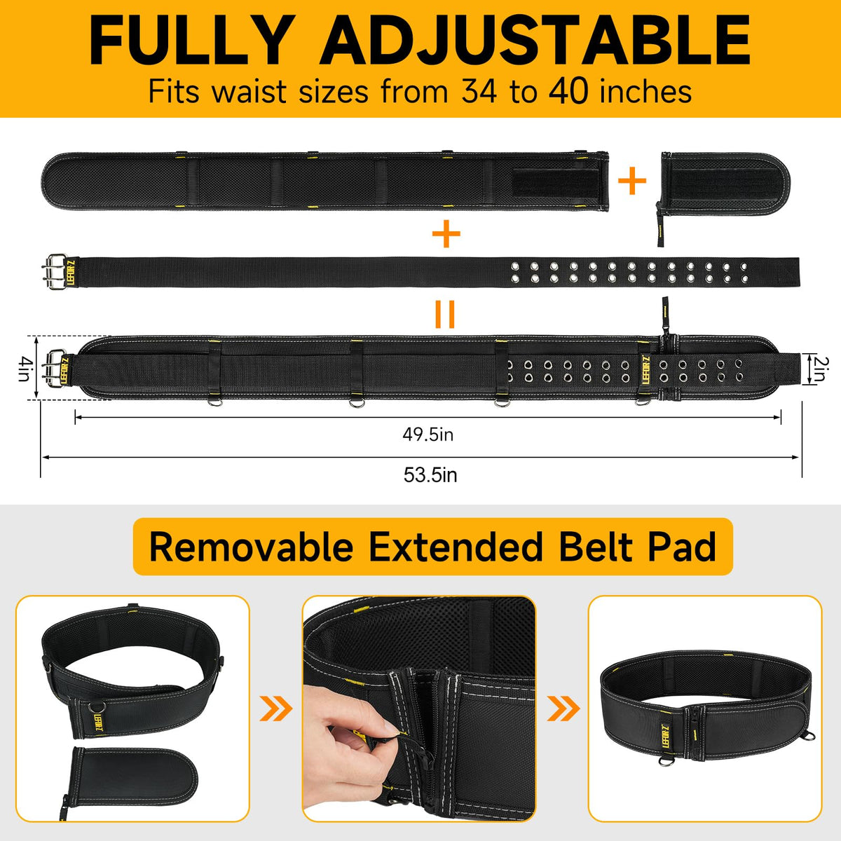 4-Inch Padded Heavy Duty Tool Belt with Suspenders Z29831