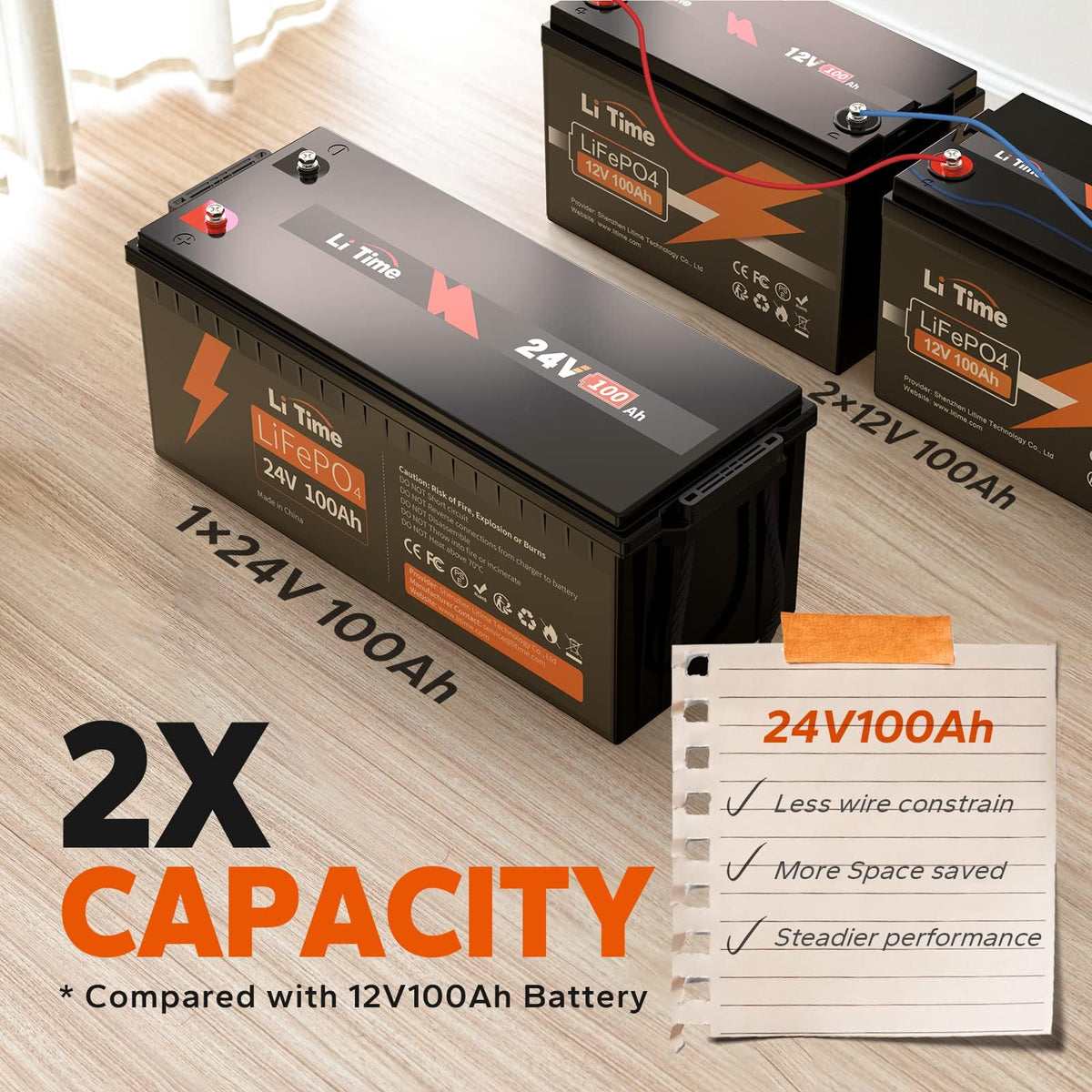 24V 100Ah LiFePO4 Lithium Battery P19730