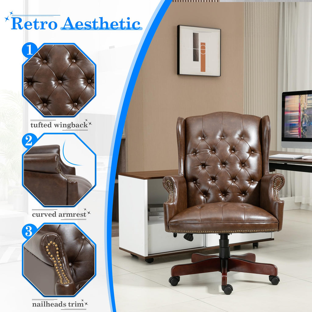 Big and Tall Brown Faux Leather Executive Office Chair D8457