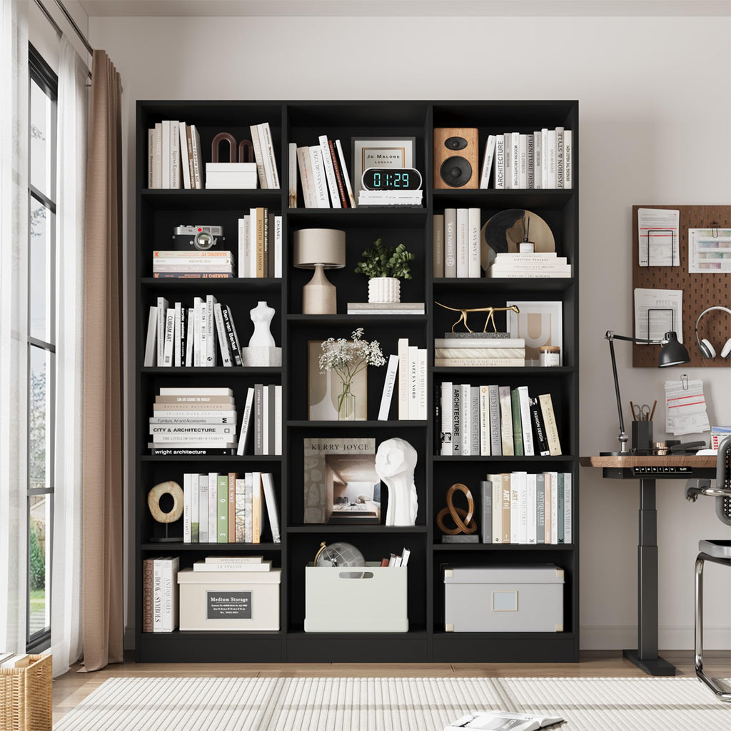 Triple Wide Bookshelf with 17 Display Shelves Q6481