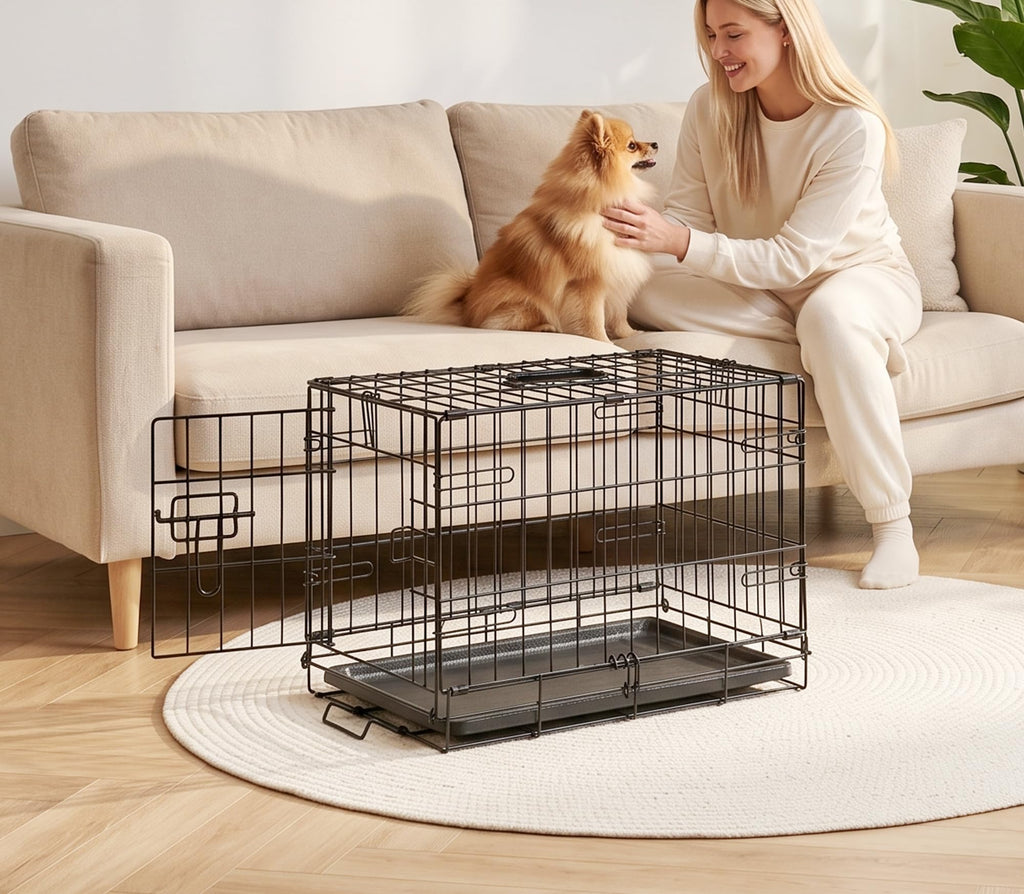 Portable Single Door Dog Crate with Removable Tray V322137