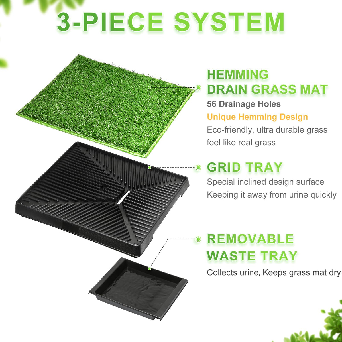 Dog Toilet Indoor Puppy Training Pad with Artificial Turf, 25"×20" O31045