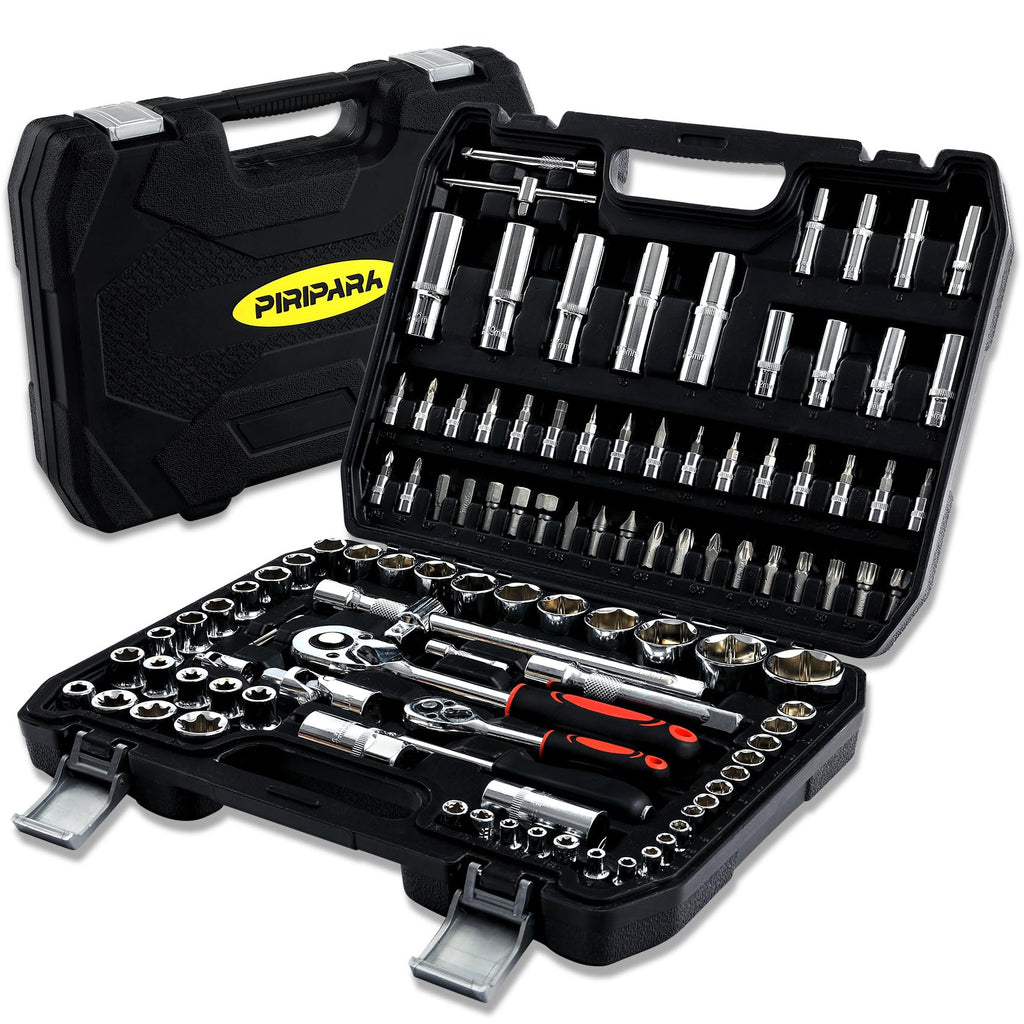 108 Piece Mechanics Tool Set Metric and Standard 1/4" & 1/2" Socket Set M71186