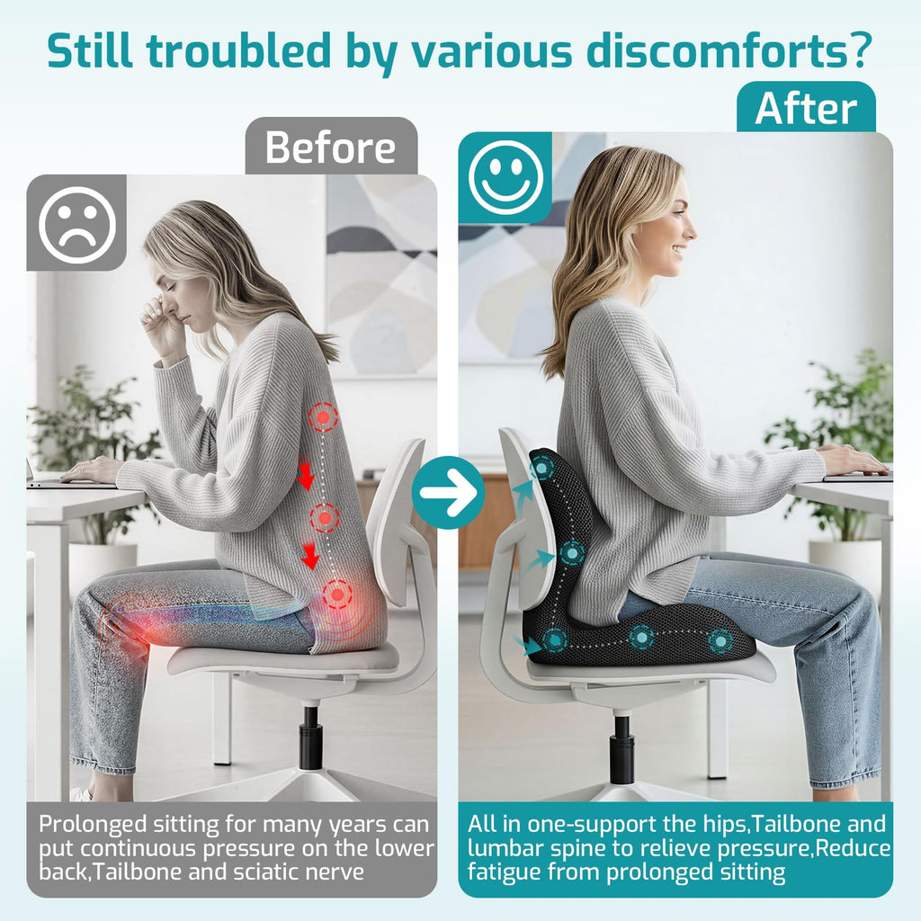 Ergonomic Seat Cushion & Lumbar Support Pillow K18874